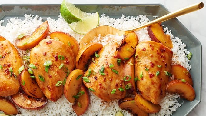 asian chicken with peaches