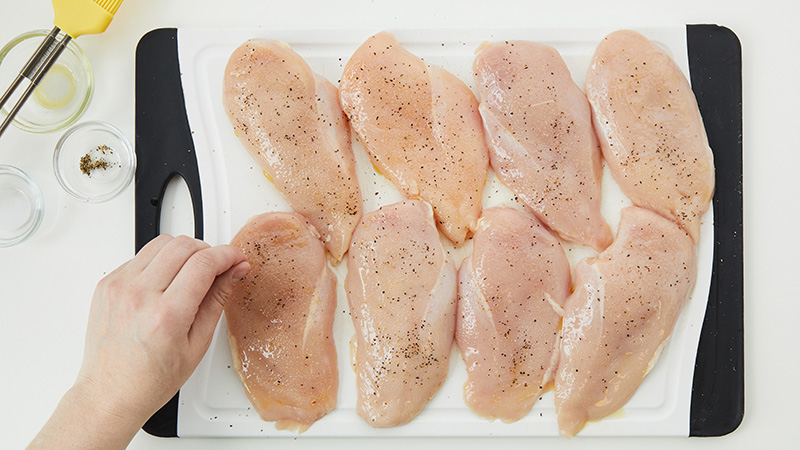 sprinkle chicken breast with salt and pepper