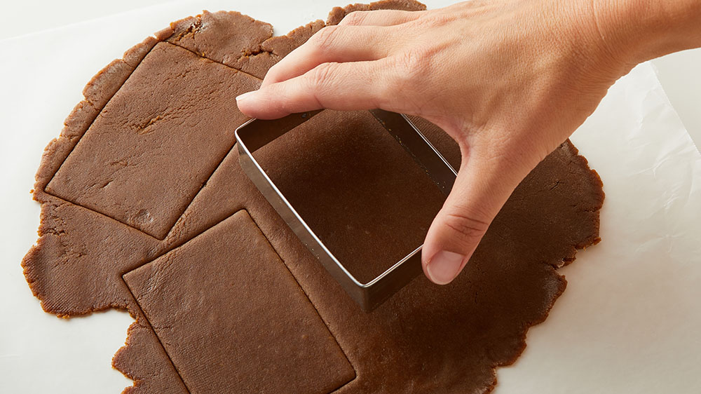 using rectangle cookie cutter in gingerbread dough