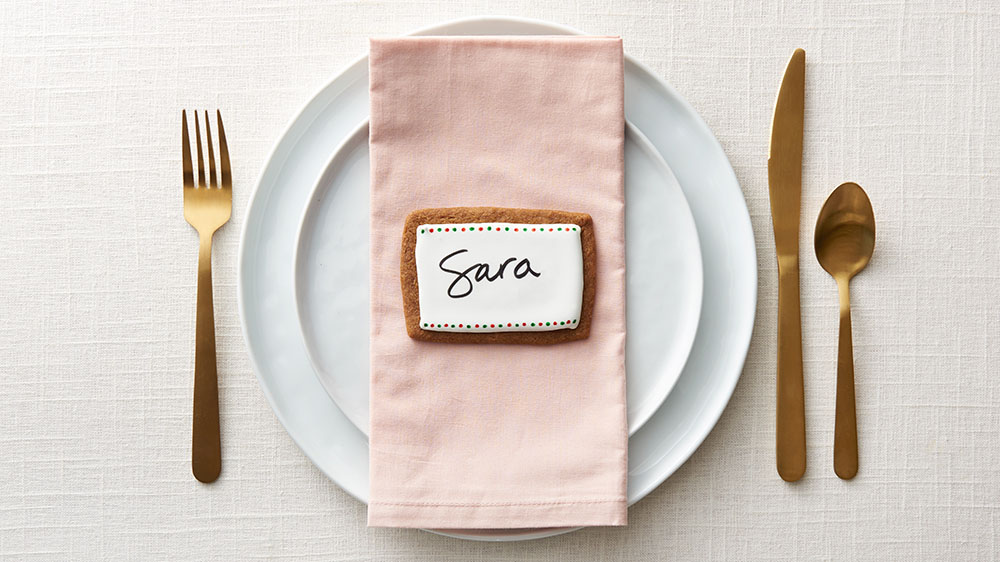 place setting with edible place card