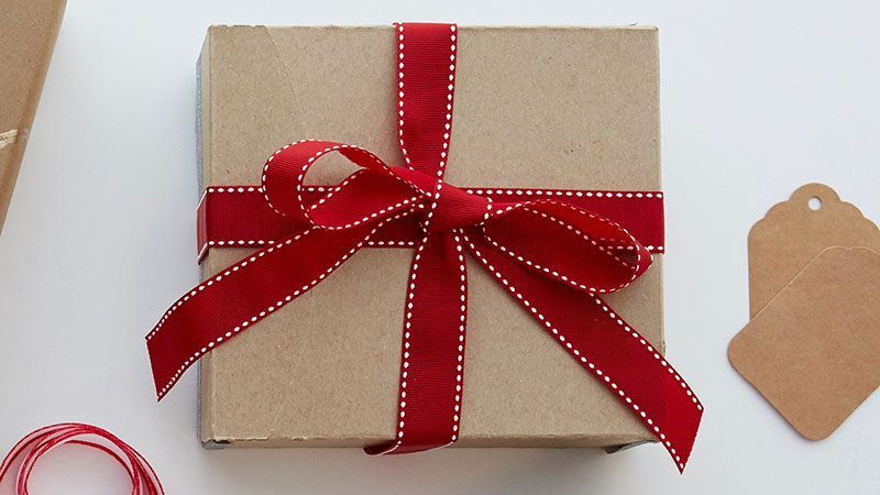 Box with a red bow