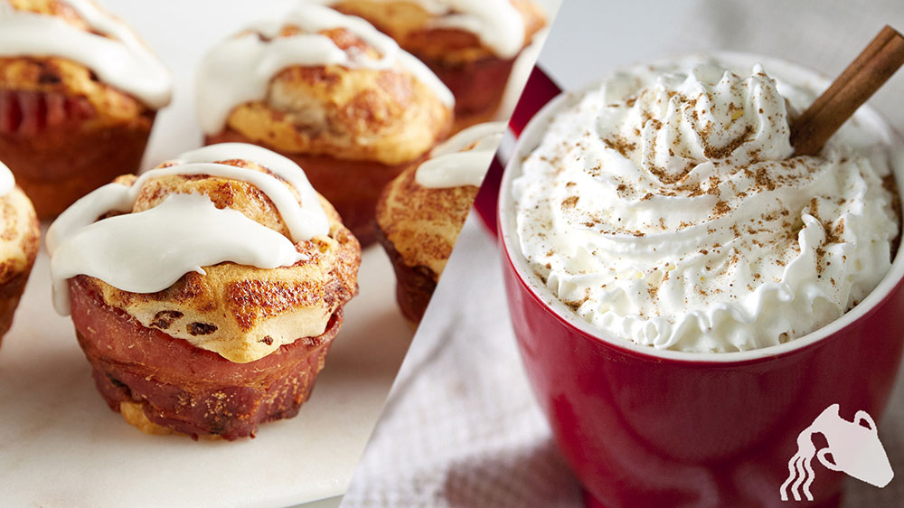 Bacon Cinnamon Brunch Rolls + Easy Mocha Latte