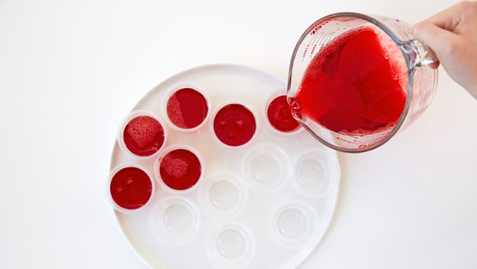 Pour the mixture into mini plastic cups.