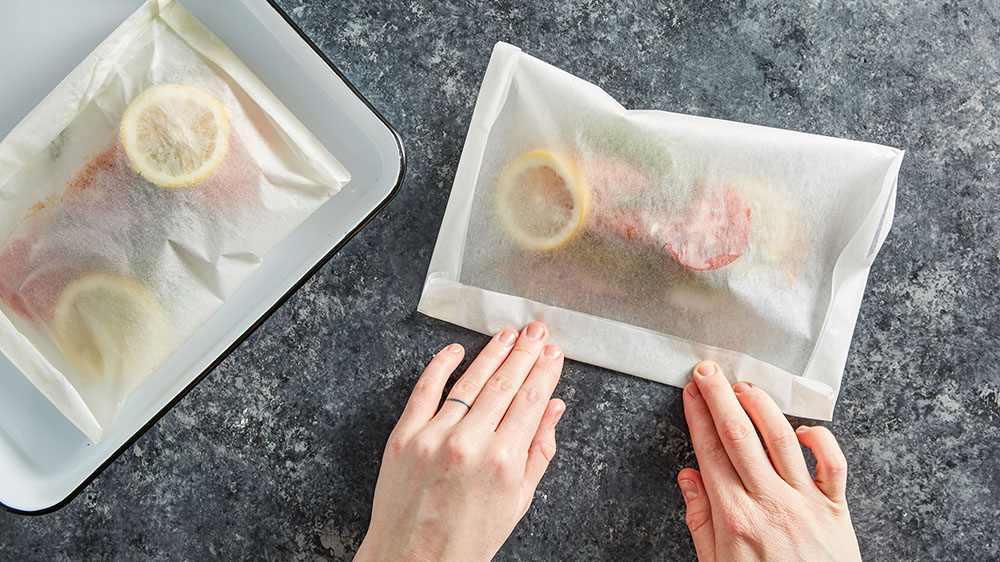 sealing the parchment paper with the envelope method