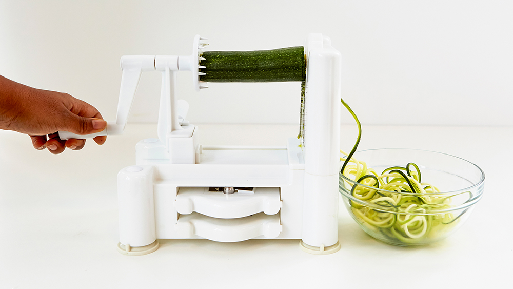 Making zoodles with a spiralizer