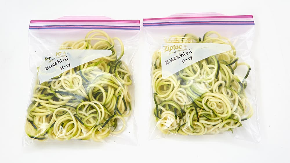 Zoodles ready for freezing