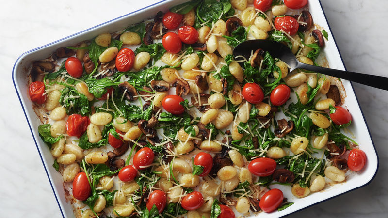 Sheet-Pan Gnocchi mushroom and Spinach Dinner