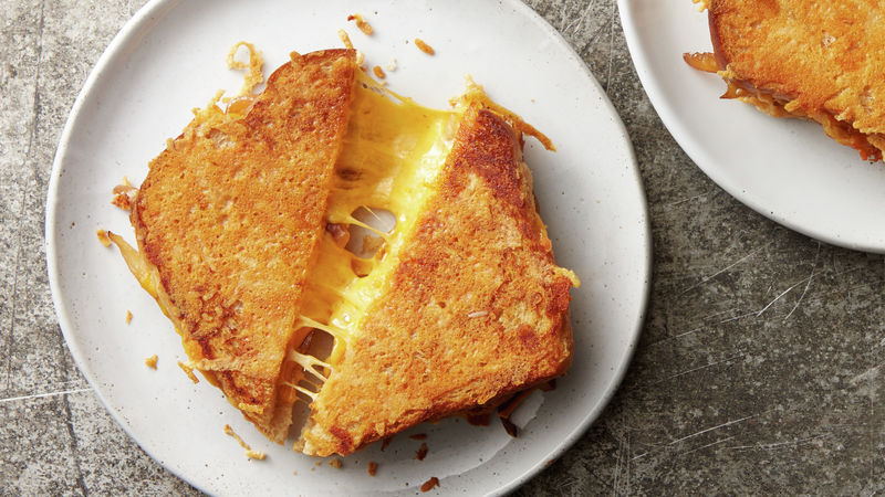 Parmesan-Crusted Grilled Cheese Sandwiches with Caramelized Onions