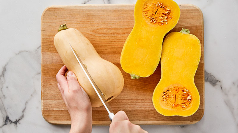 Slice the squash in half horizontally 