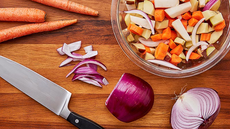 Chopped carrots, onions, parsnips