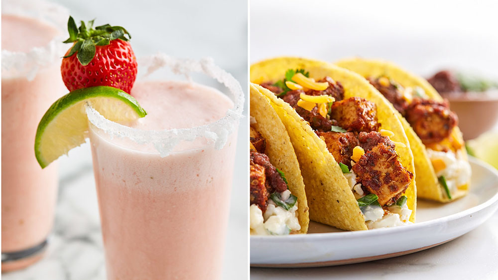 strawberry margarita and blacked tofu tacos