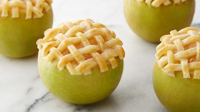Apple Lattice Pie Baked in an Apple