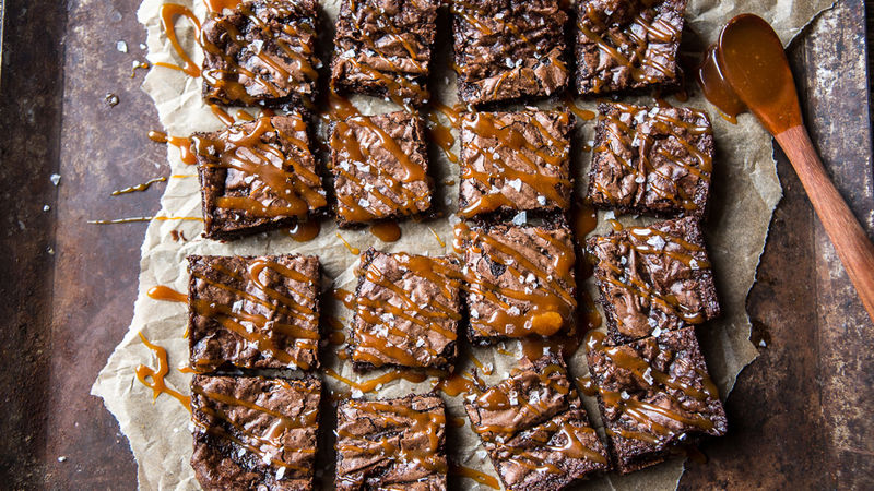 Bourbon Salted Caramel Fudge Brownies