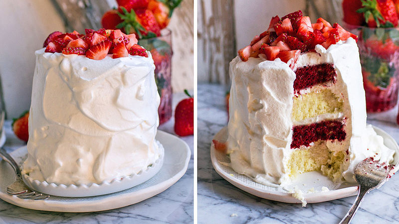 red velvet strawberry shortcakes