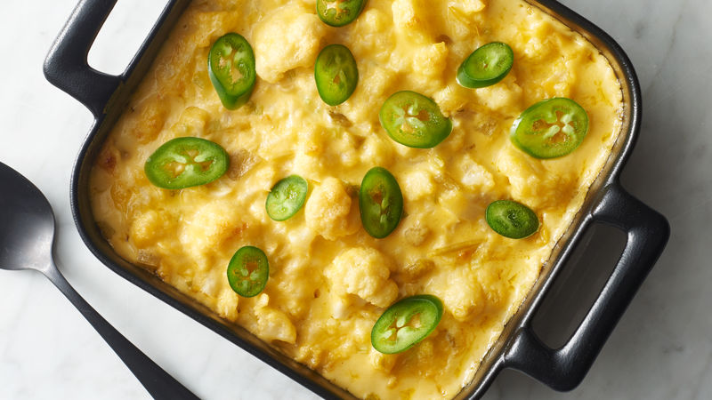 cauliflower green chile mac and cheese