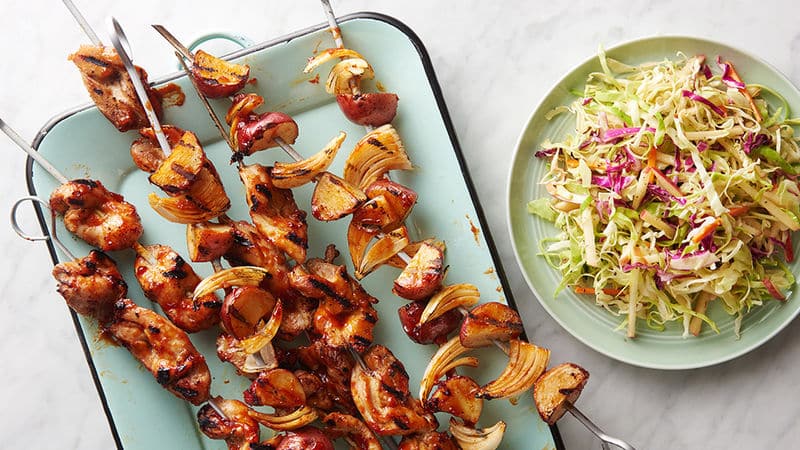 Grilled Barbecue Chicken and Potato Kabobs