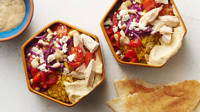 Mediterranean Chicken Pita Bowls