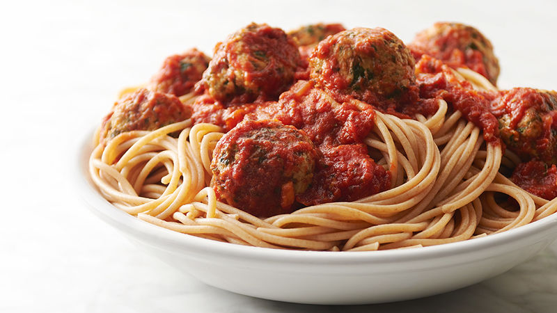 turkey kale meatballs and spaghetti