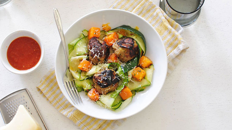 Zucchini Noodles and Turkey Meatballs
