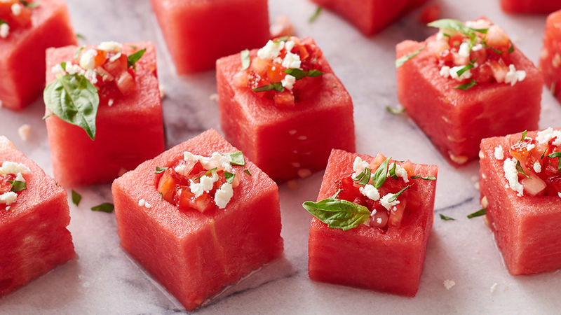 strawberry basil watermelon cups